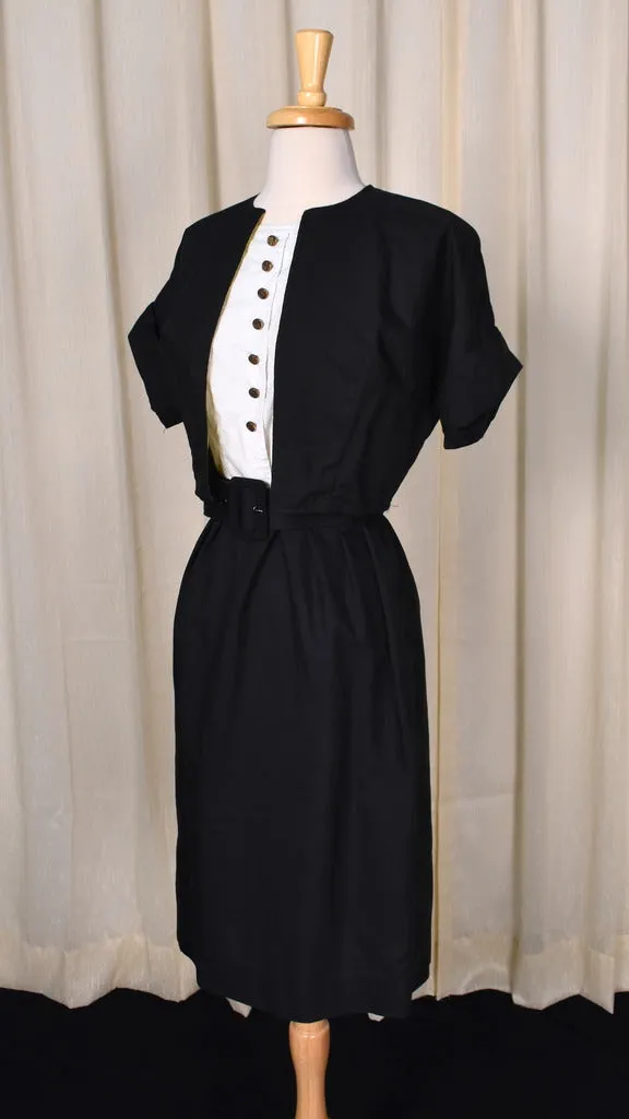 1950s Black & White Wiggle Dress w Jacket