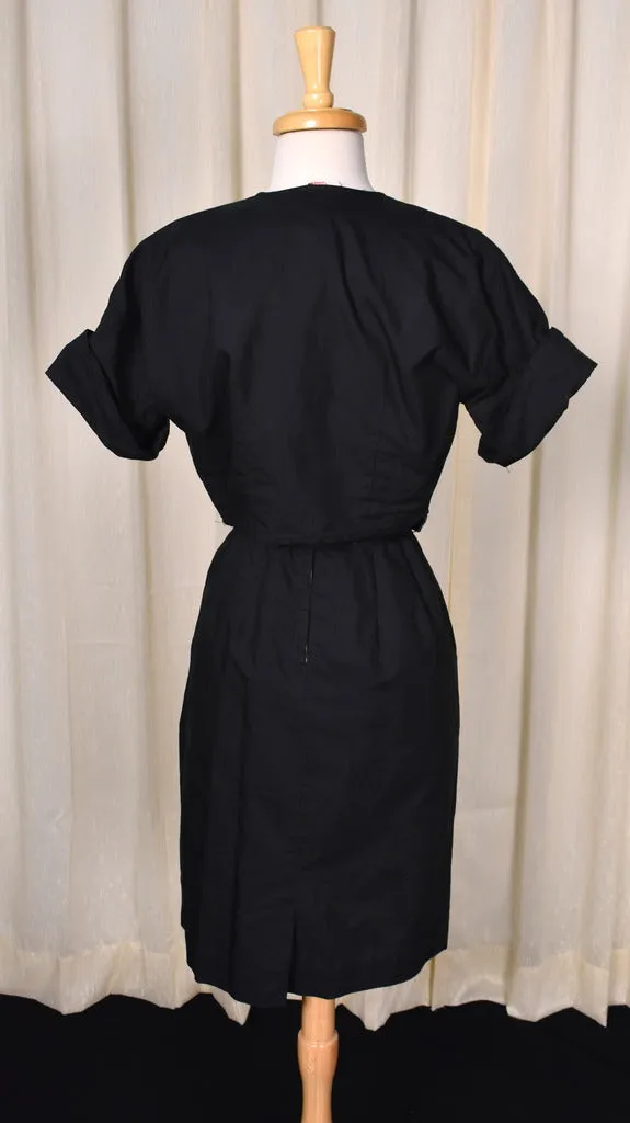 1950s Black & White Wiggle Dress w Jacket