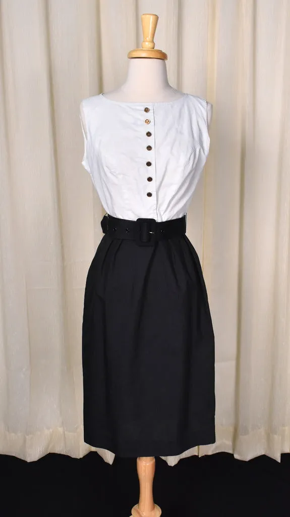 1950s Black & White Wiggle Dress w Jacket