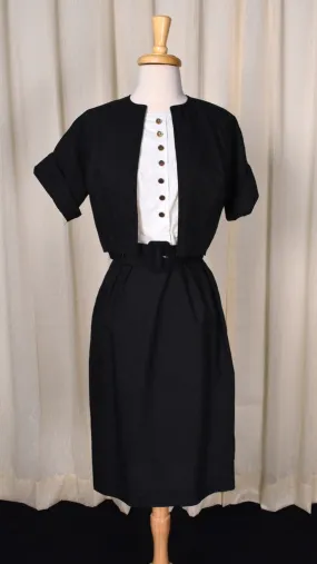 1950s Black & White Wiggle Dress w Jacket