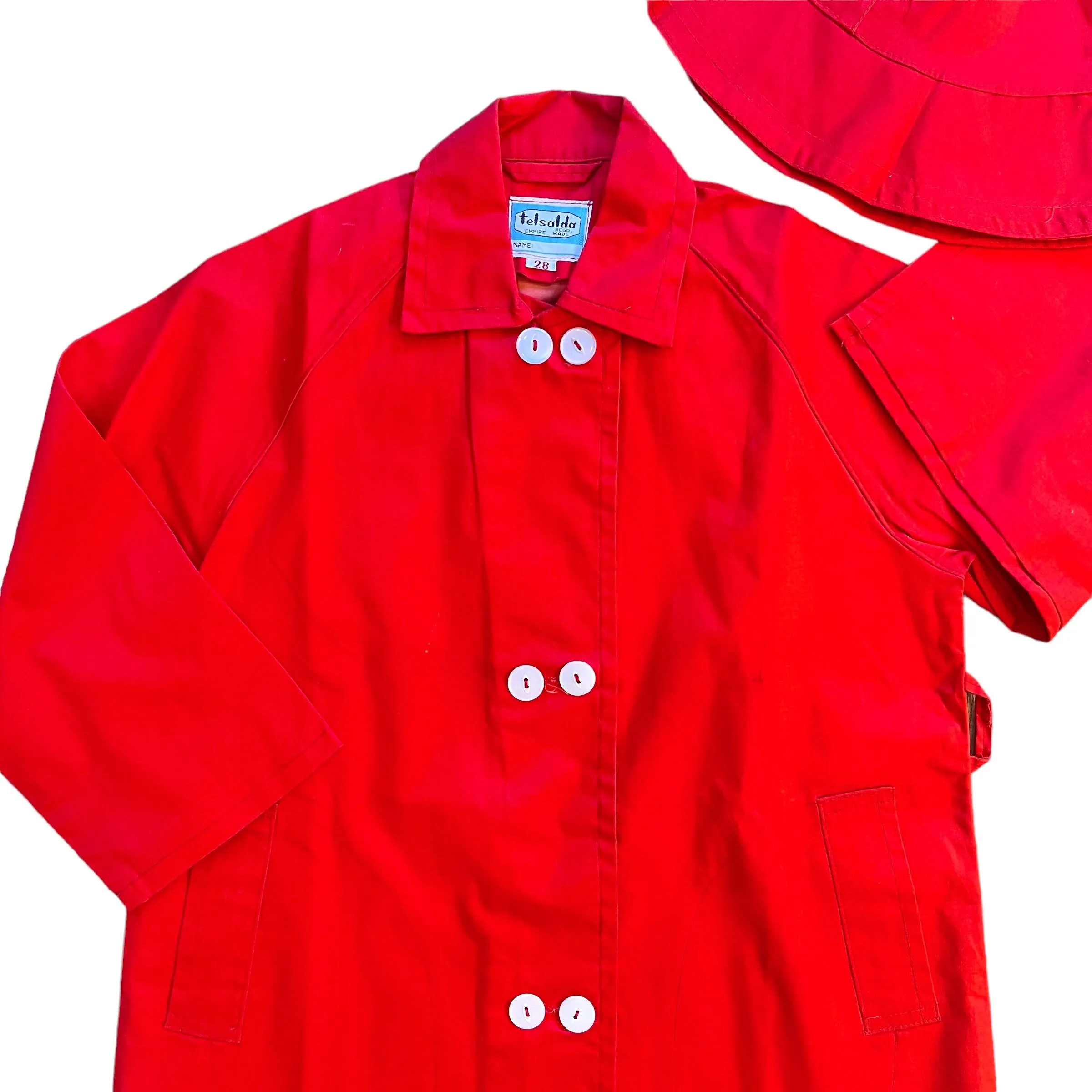 1960s Vintage Red Rain Jacket  6-8Y