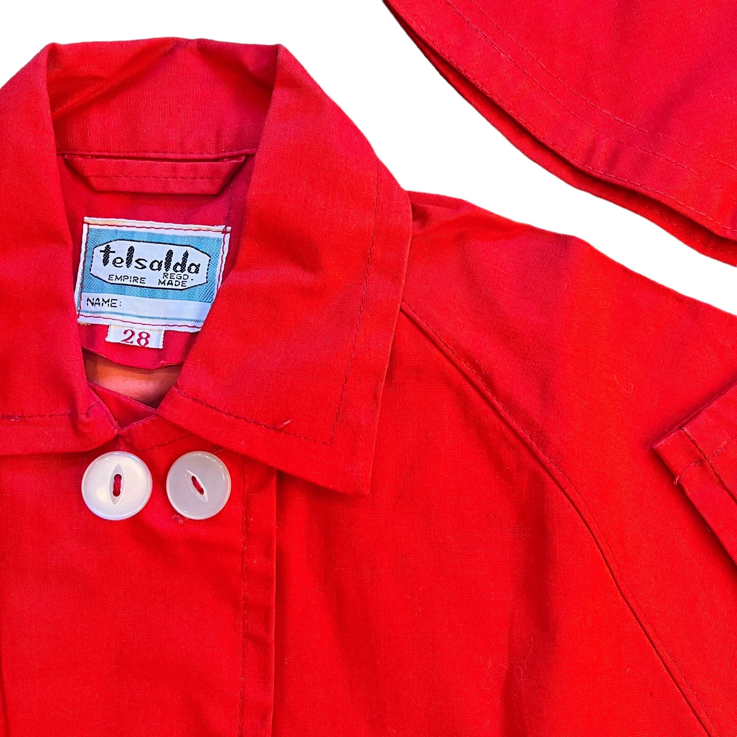 1960s Vintage Red Rain Jacket  6-8Y