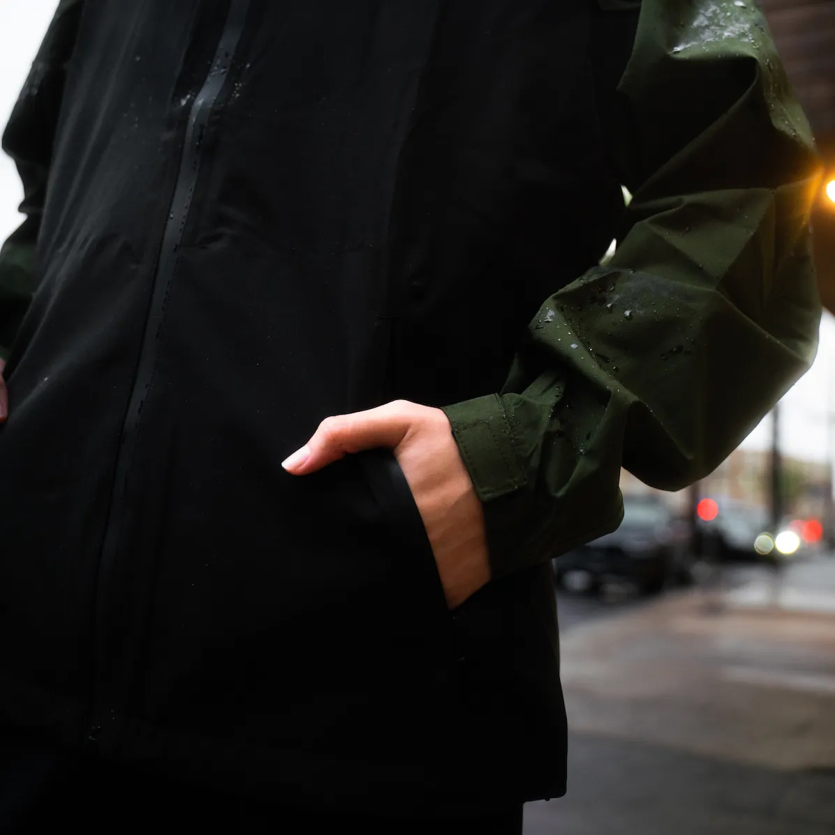 808ALLDAY  Black/Olive Weather Tech Rain Jacket