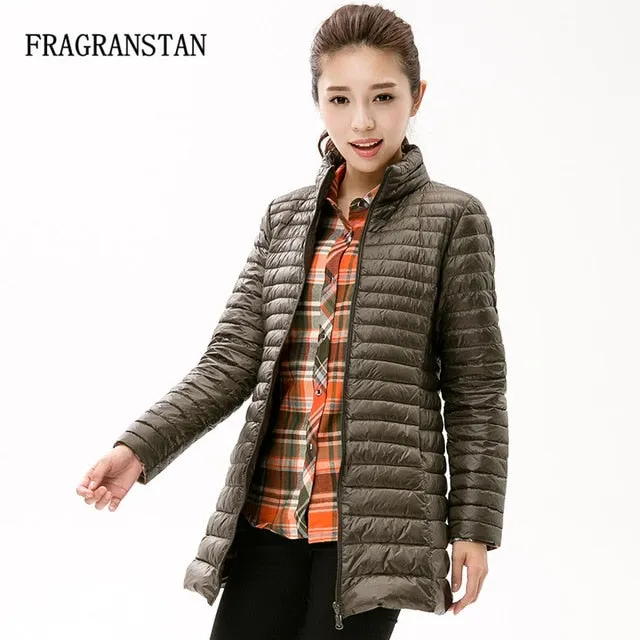 90% White Duck Down Jacket Women Winter New Fashion Waterproof Light Warm Soft Solid Color Long Coat Large Size Slim Parkas LY87