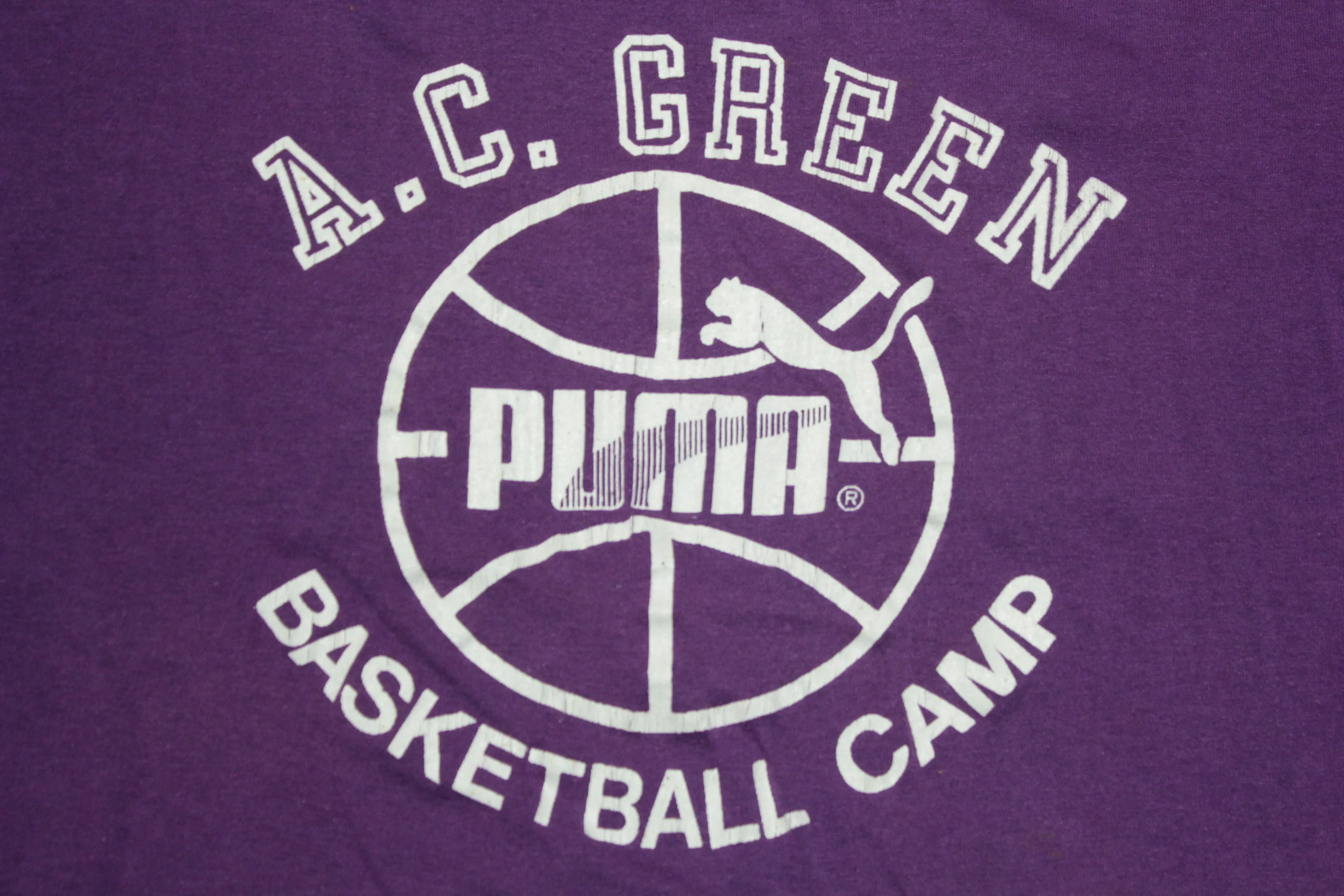 AC Green Basketball Camp Puma Vintage Single Stitch 80's L.A. Lakers T-Shirt