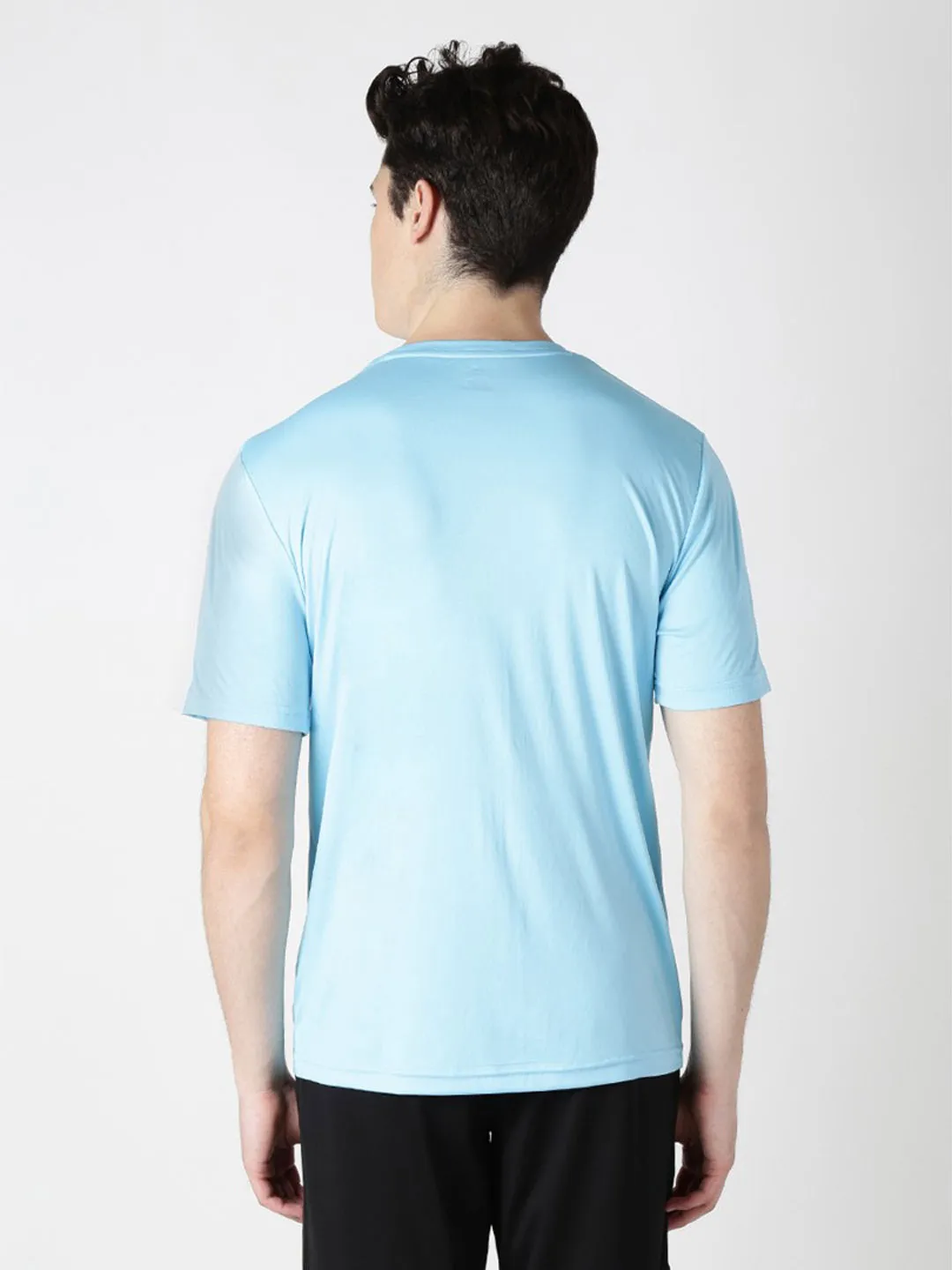 Alcis Men Blue Solid Round Neck Wonder T-shirt