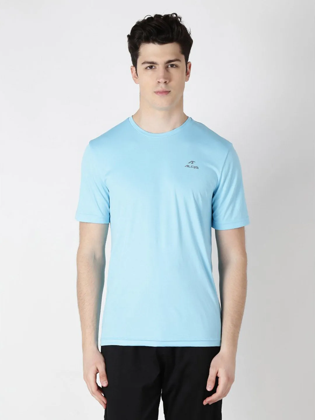 Alcis Men Blue Solid Round Neck Wonder T-shirt