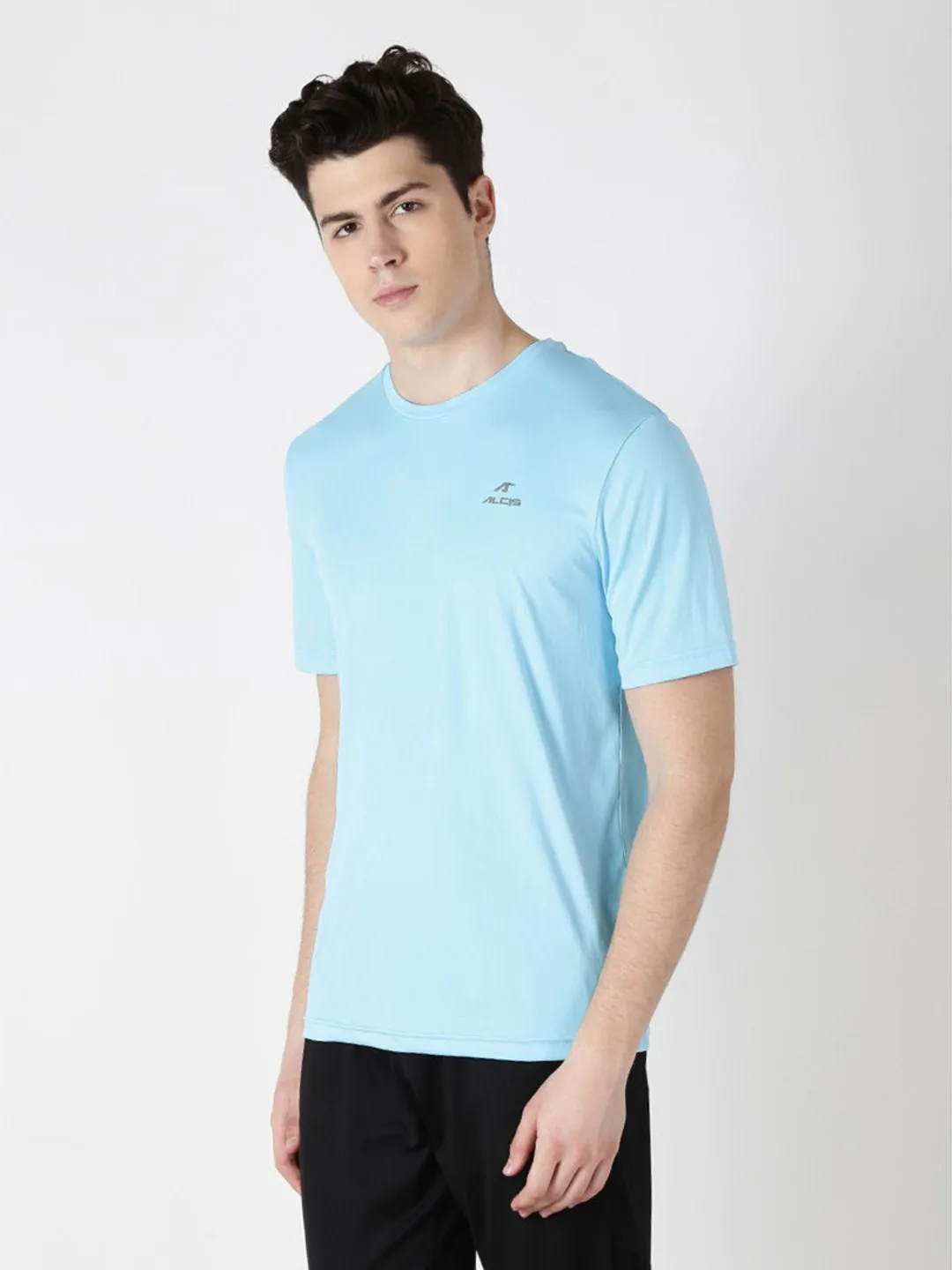 Alcis Men Blue Solid Round Neck Wonder T-shirt