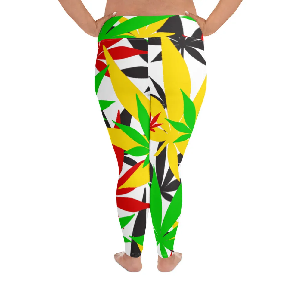 All-Over Print Plus Size Solid Leaf E4SO Leggings