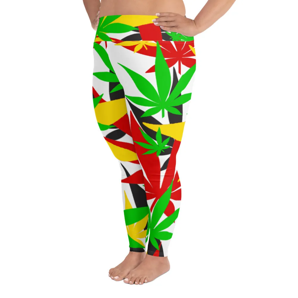 All-Over Print Plus Size Solid Leaf E4SO Leggings