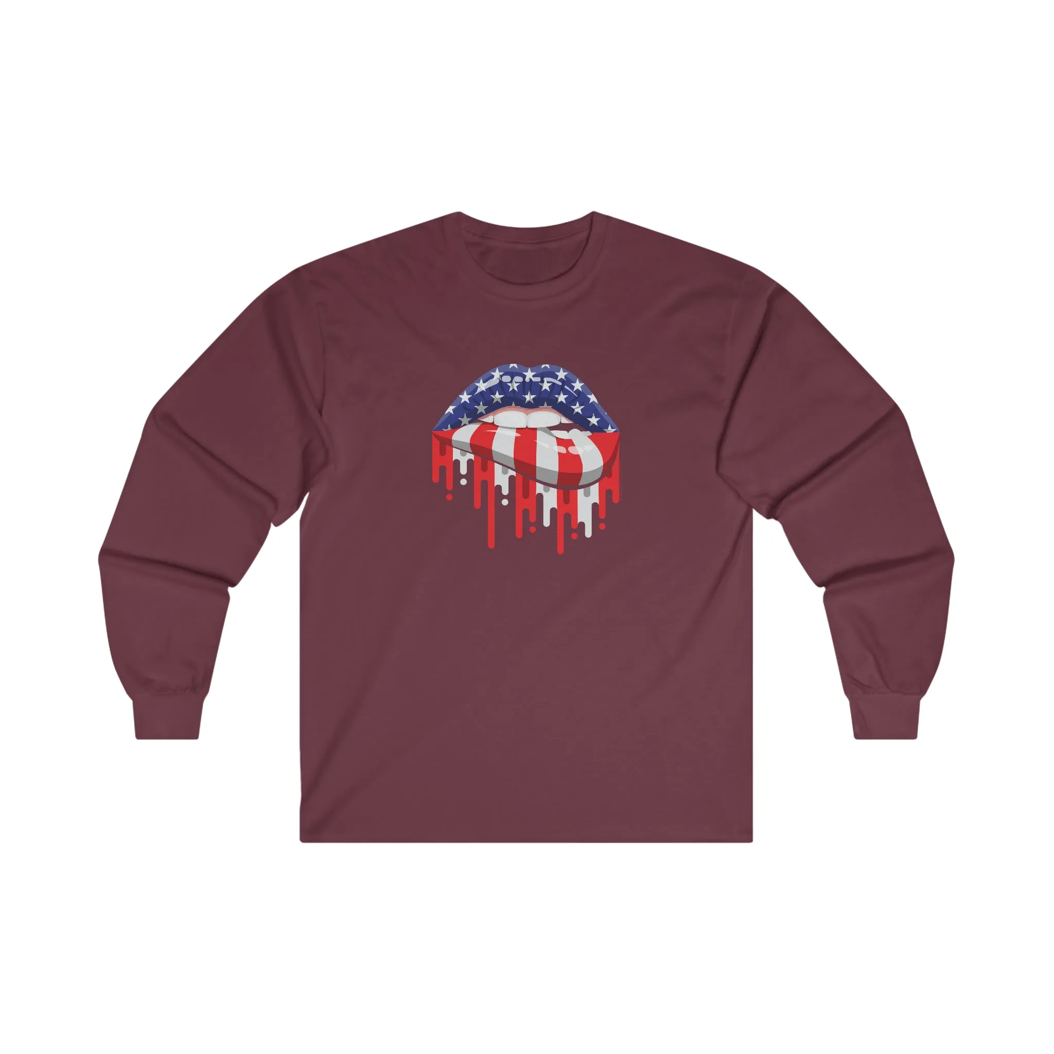 American Flag Lips Long Sleeve Tee