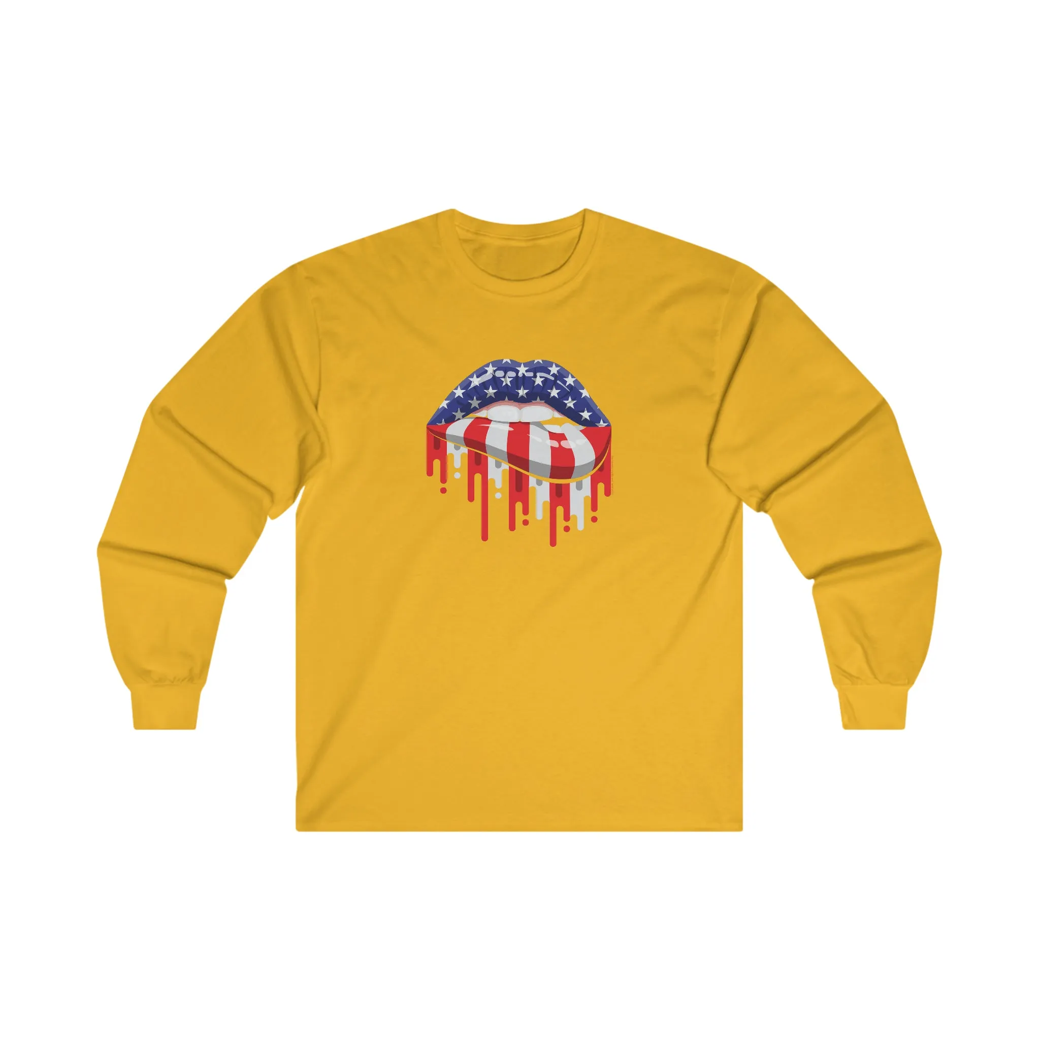 American Flag Lips Long Sleeve Tee