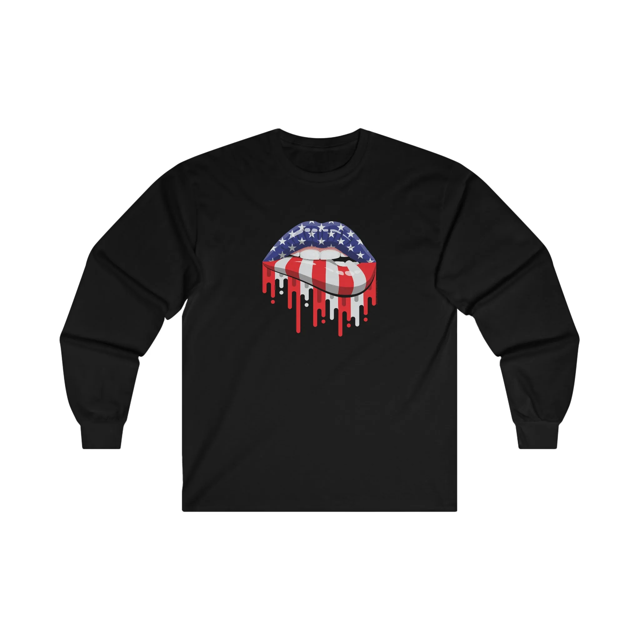 American Flag Lips Long Sleeve Tee