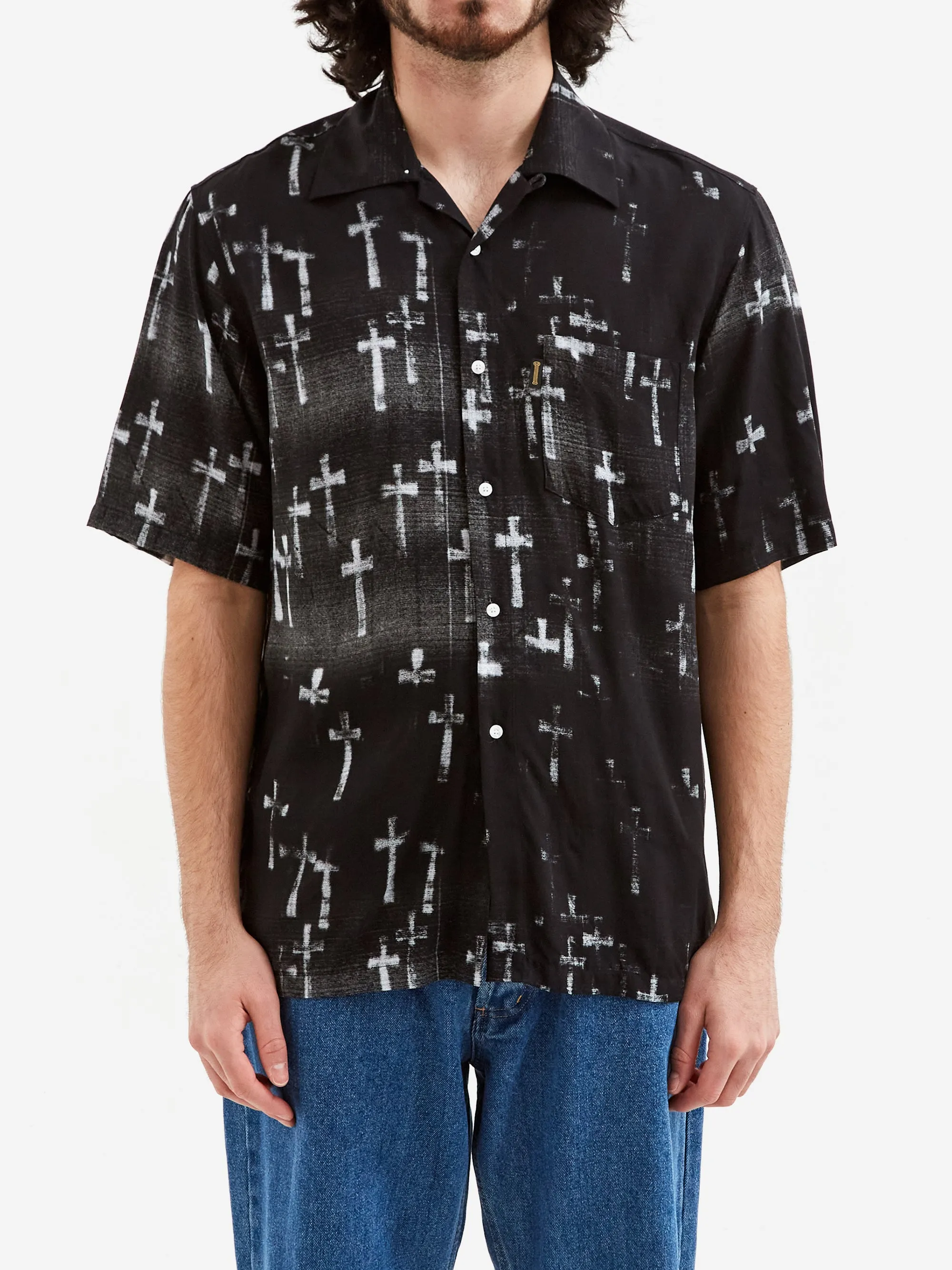 Aries Graveyard Hawaiian Shirt - Black