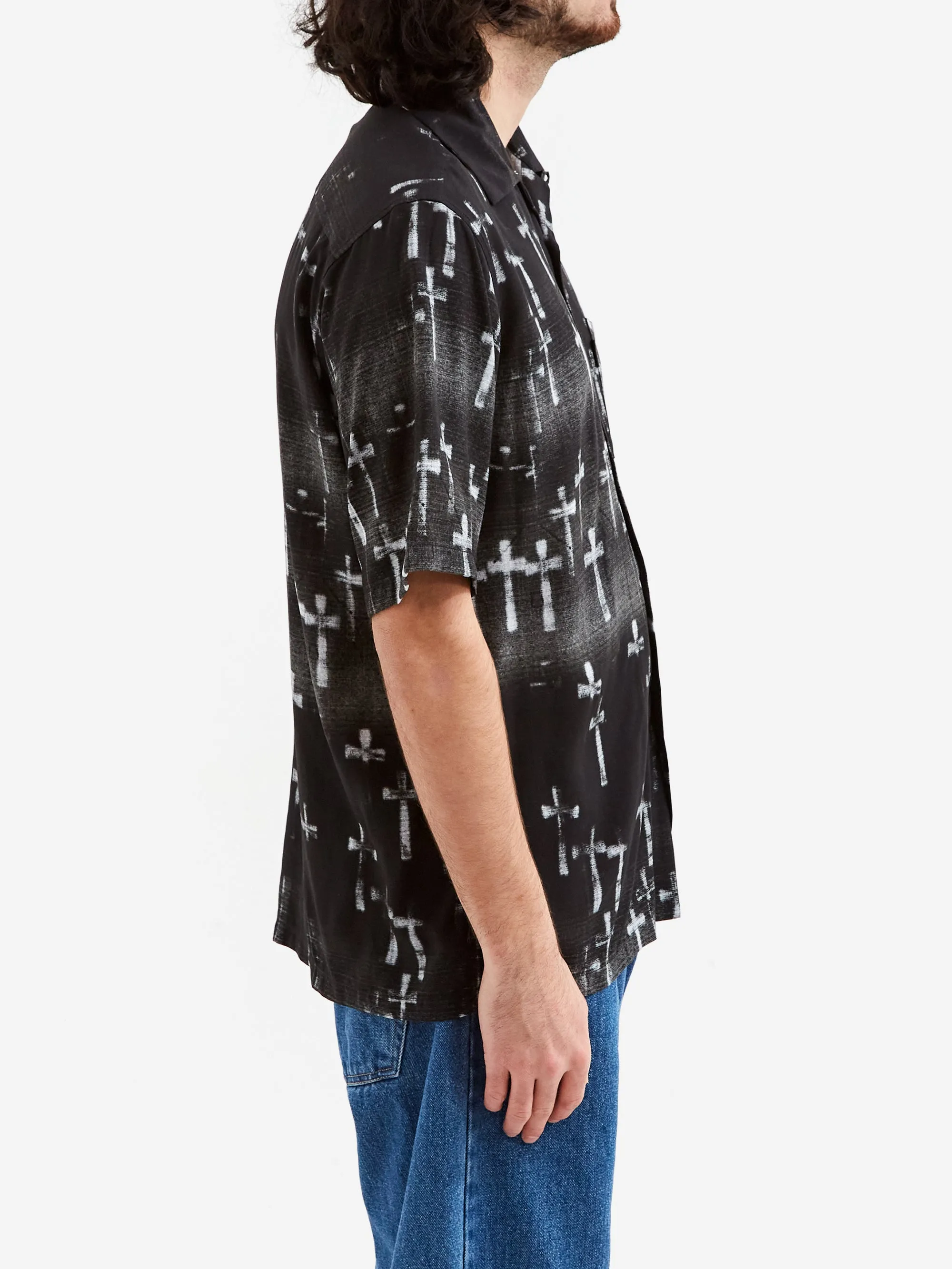 Aries Graveyard Hawaiian Shirt - Black