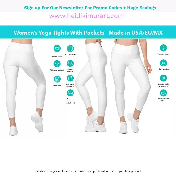 Ash Grey Women's Tights, Solid Color Best Leggings With Pockets For Women - Made in USA/EU/MX