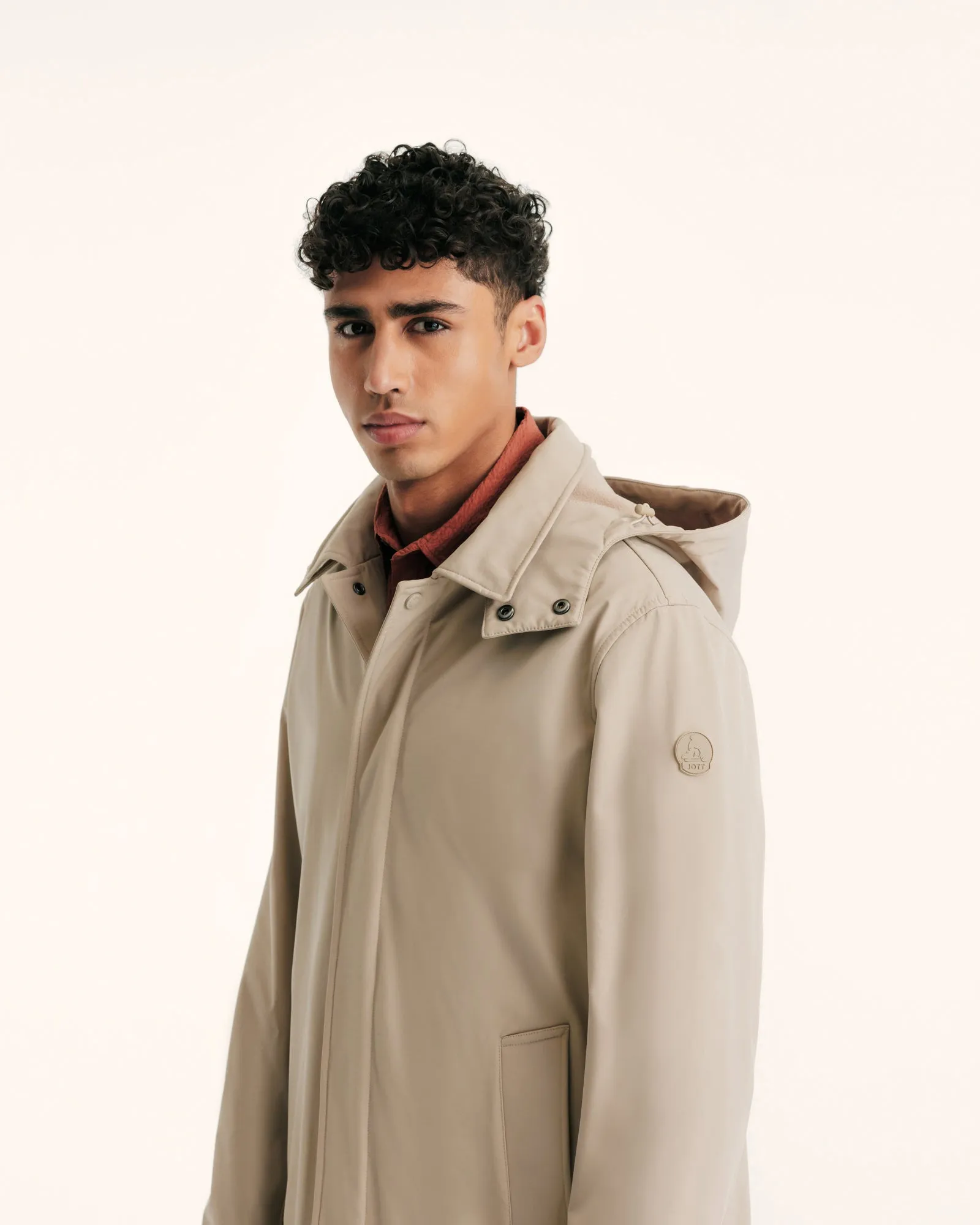 Athenes waterproof jacket with detachable hood Beige