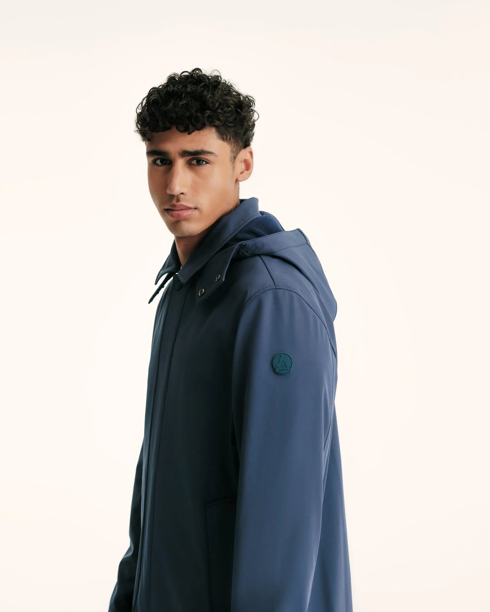 Athenes waterproof jacket with detachable hood Navy