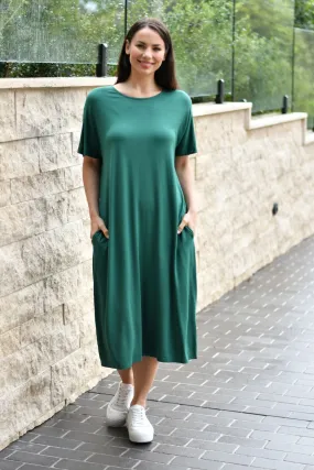 Basic Pocket Jersey Dress | Green