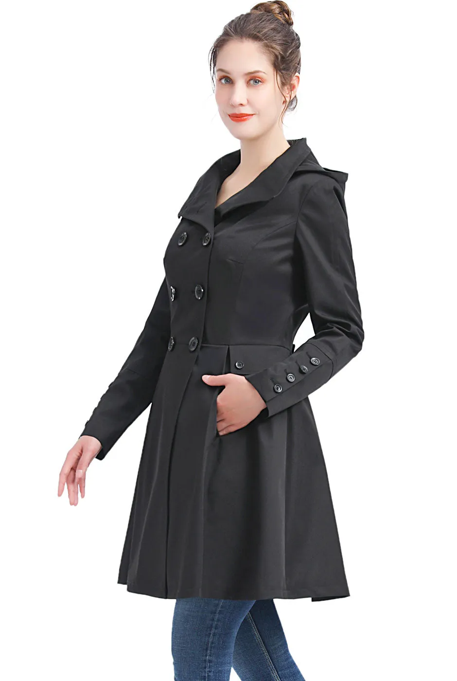 BGSD Women Kayla Waterproof Hooded Mid Length Trench Coat