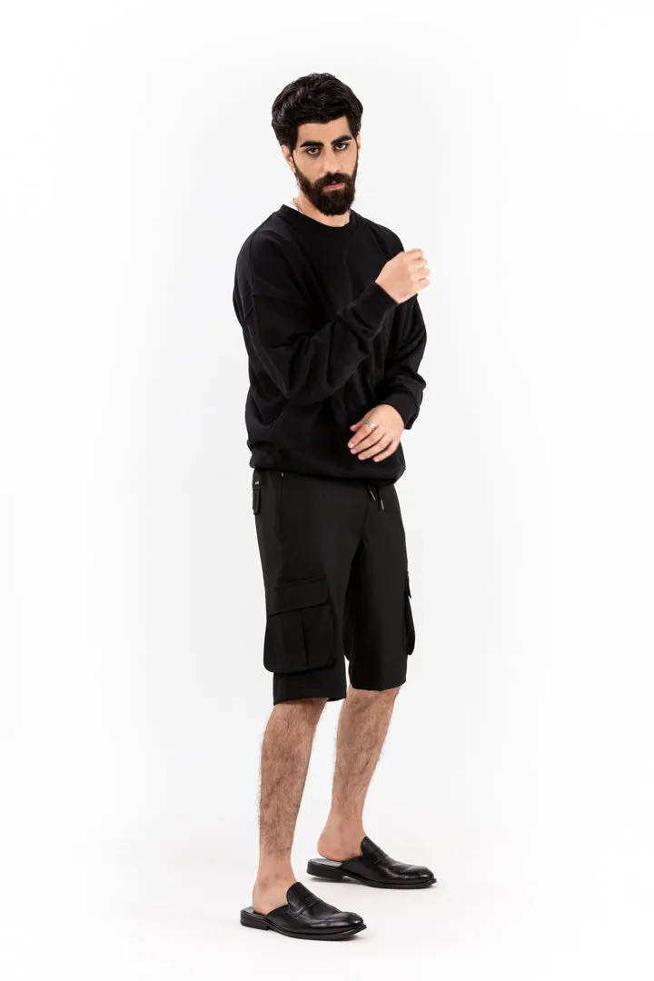 Black All Weather Stretch Cargo Shorts