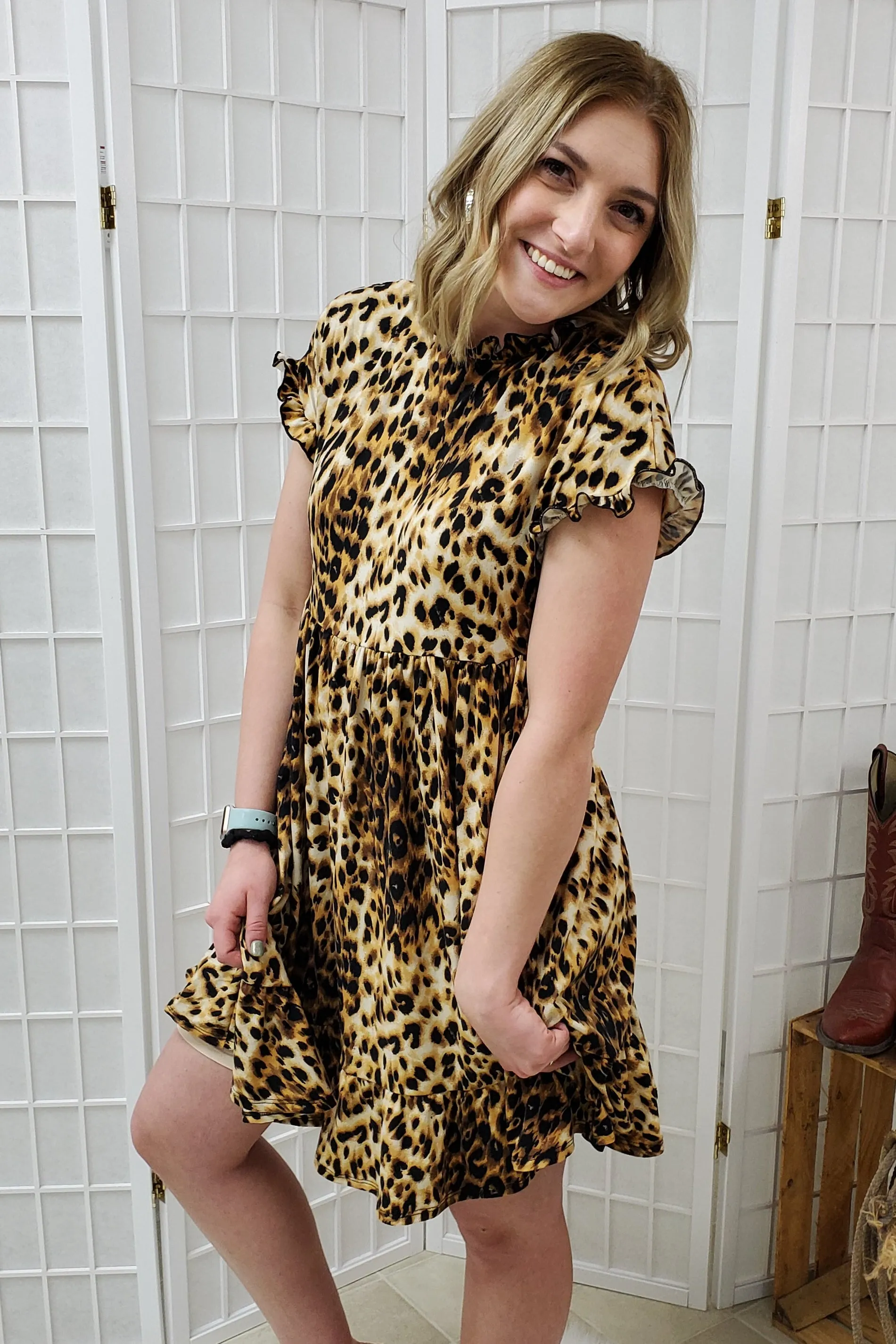 Blair Leopard Babydoll Dress