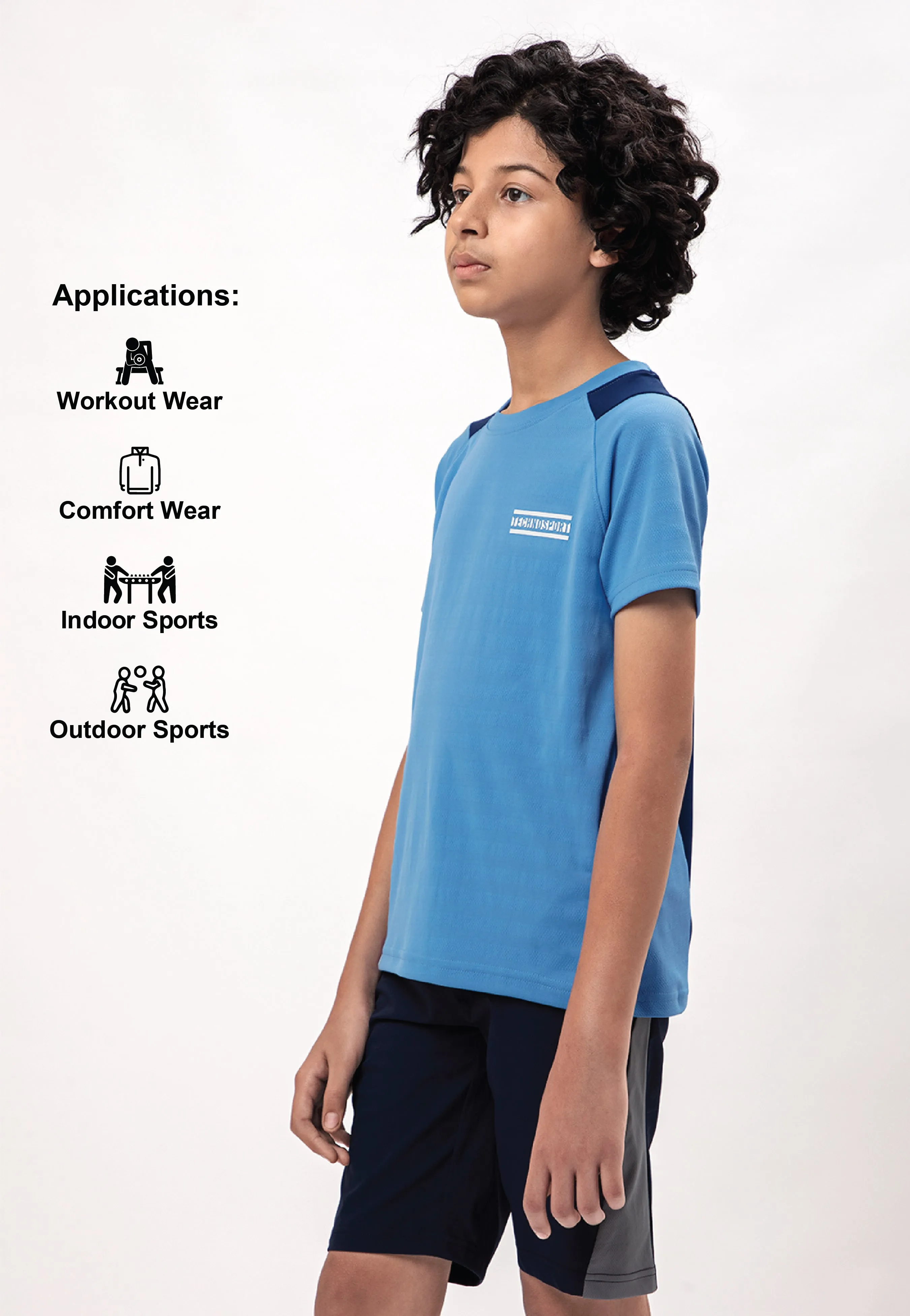 Boys Colorblock Slim Fit Crew Neck T-shirt with TECHNO COOL 