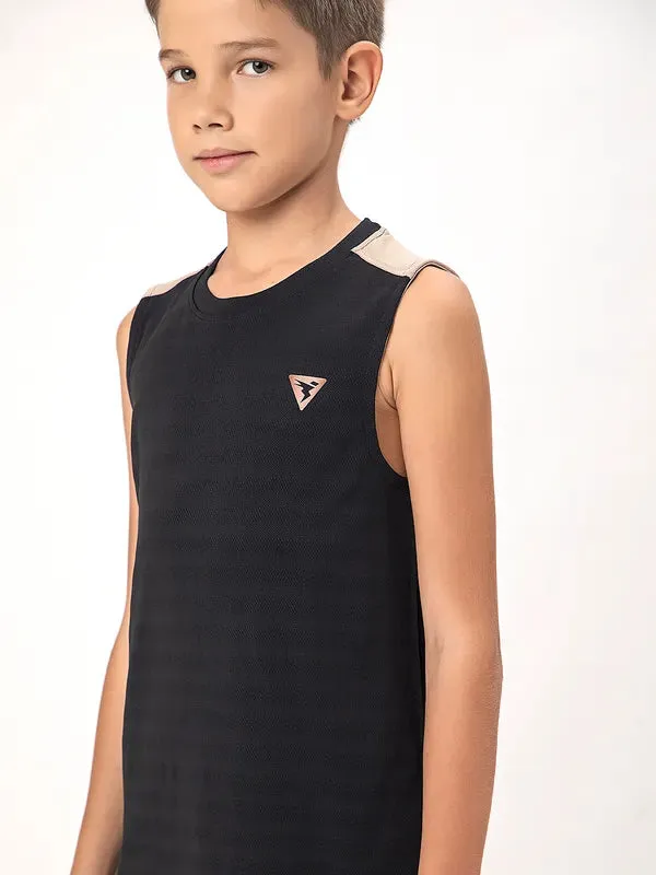 Boys Colorblock Slim Fit Crew Neck T-shirt with TECHNO COOL 