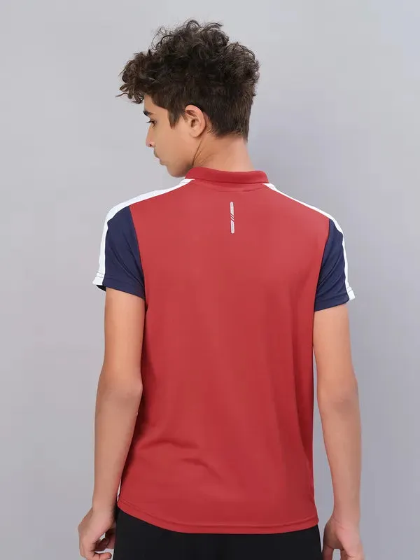 Boys Colorblock Slim Fit Polo T-shirt with TECHNO COOL