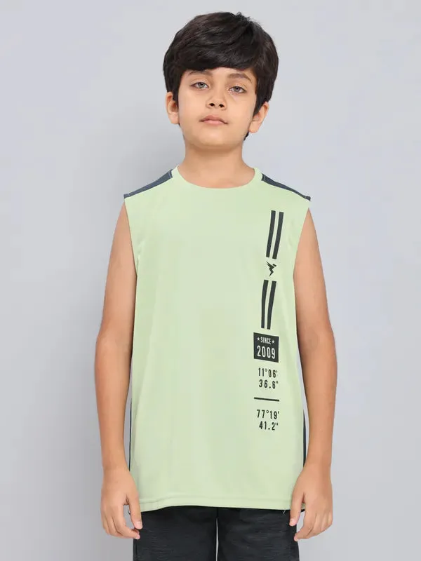 Boys Printed Slim Fit Crew Neck T-shirt with TECHNO GUARD