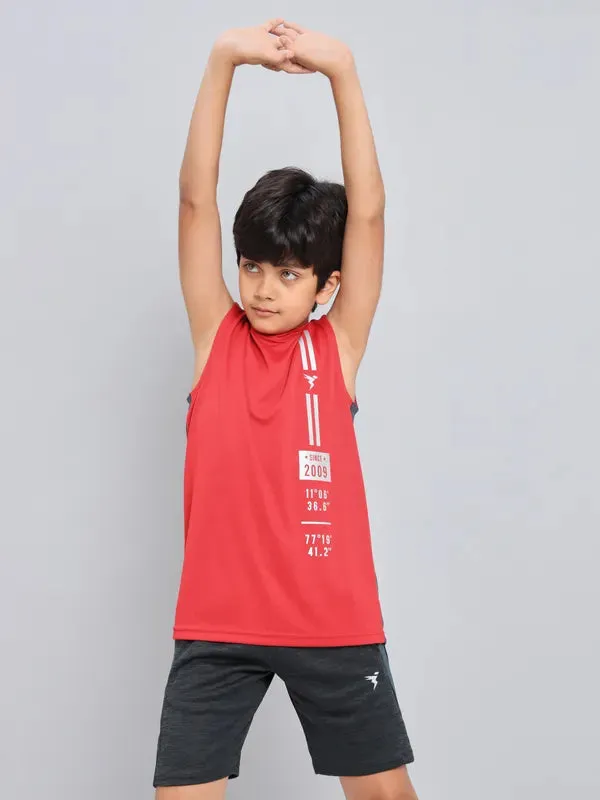 Boys Printed Slim Fit Crew Neck T-shirt with TECHNO GUARD