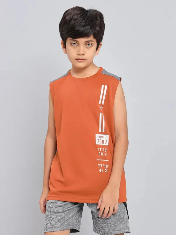 Boys Printed Slim Fit Crew Neck T-shirt with TECHNO GUARD