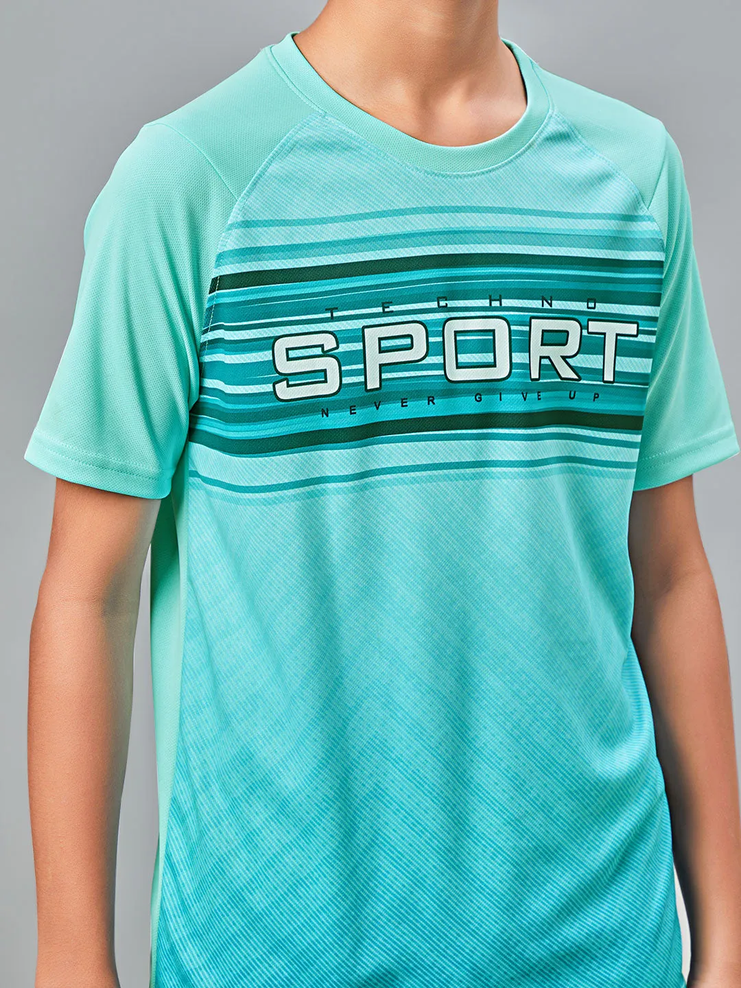 Boys Printed Slim Fit Crew Neck T-shirt with TECHNOLITE