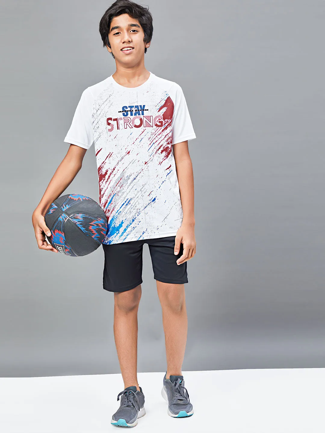 Boys Printed Slim Fit Crew Neck T-shirt with TECHNOLITE