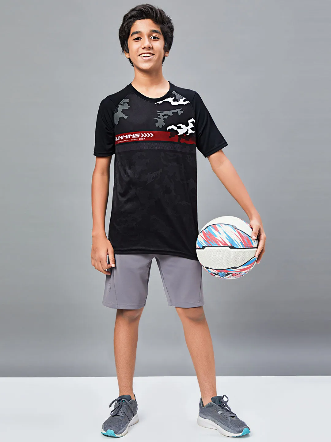 Boys Printed Slim Fit Crew Neck T-shirt with TECHNOLITE