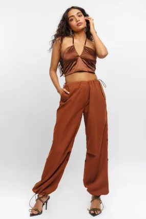 Brown Parachute Pants