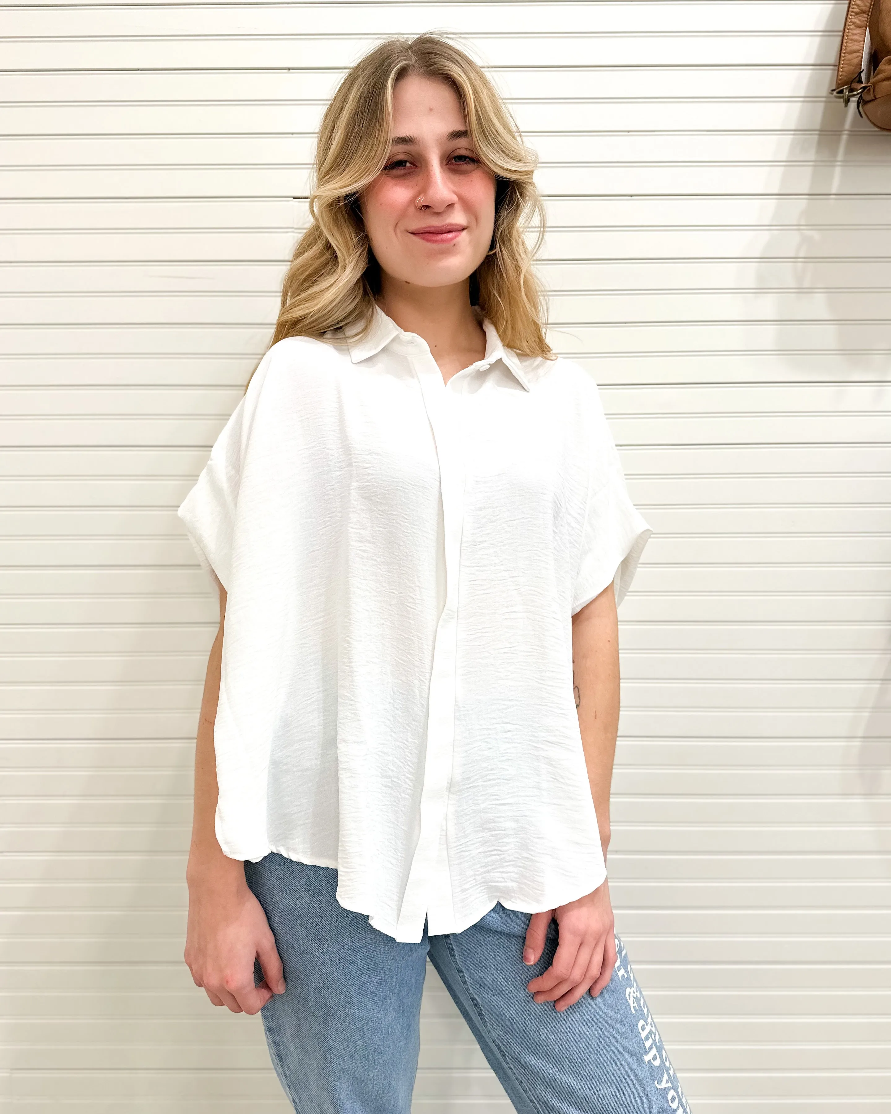 Bucketlist Dolman Sleeve Button down Shirt- More Colors!