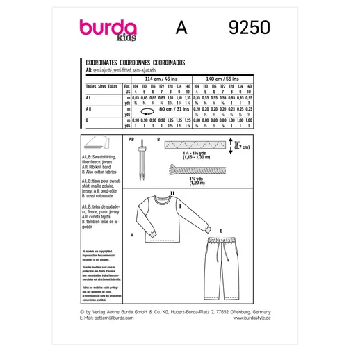 Burda Child Co-ords 9250