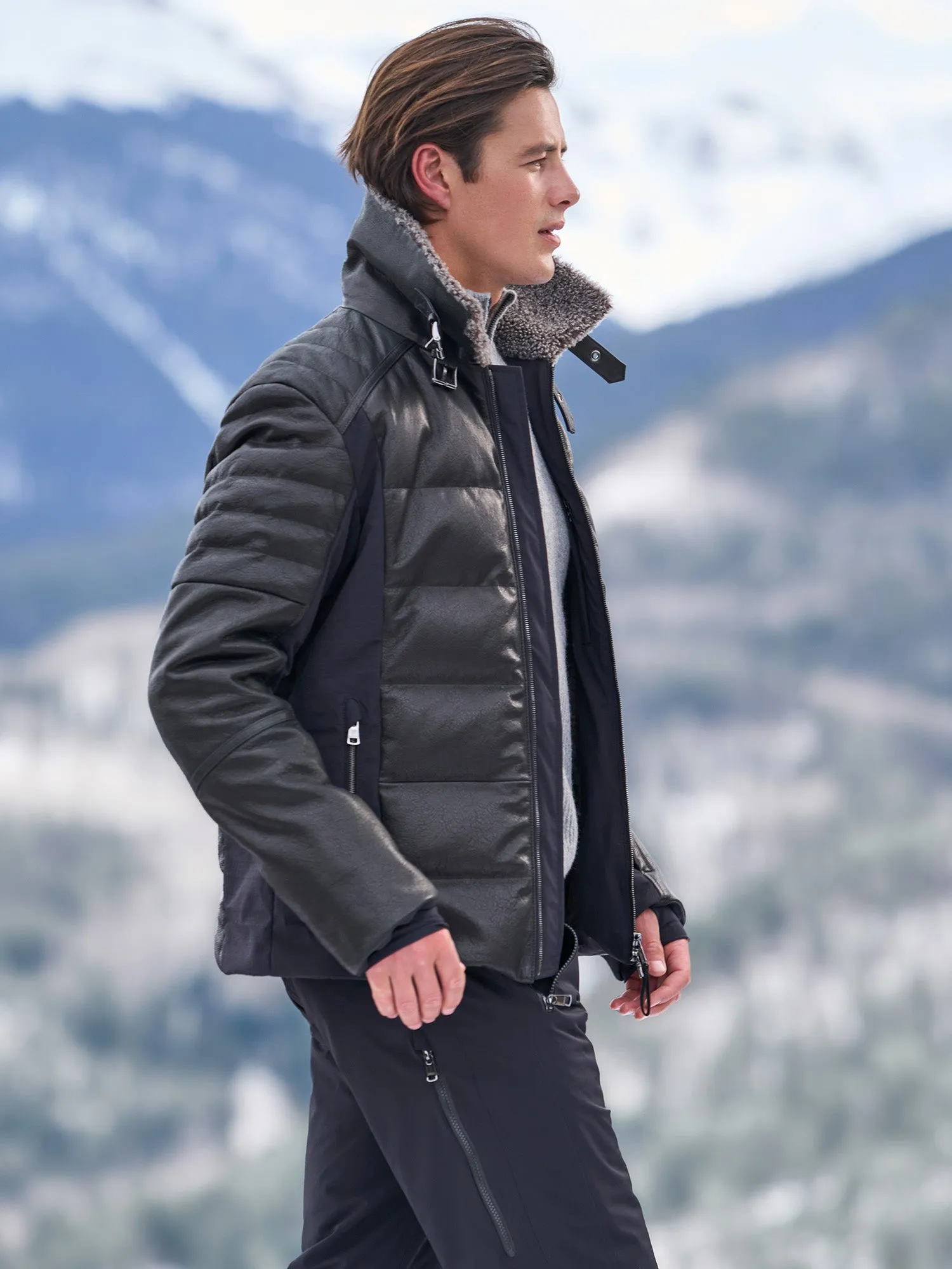 Caile Leather Ski Jacket