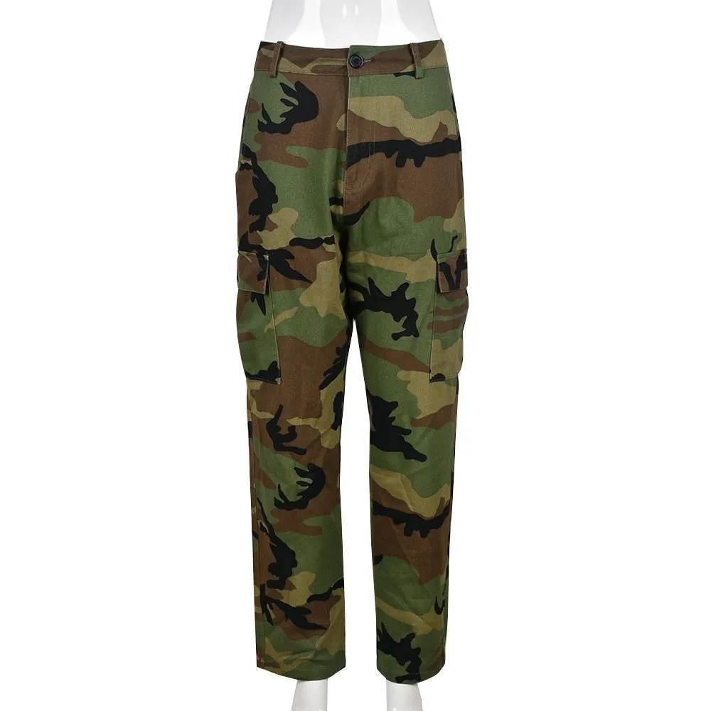 Camo Cargo Pencil Straight Pants