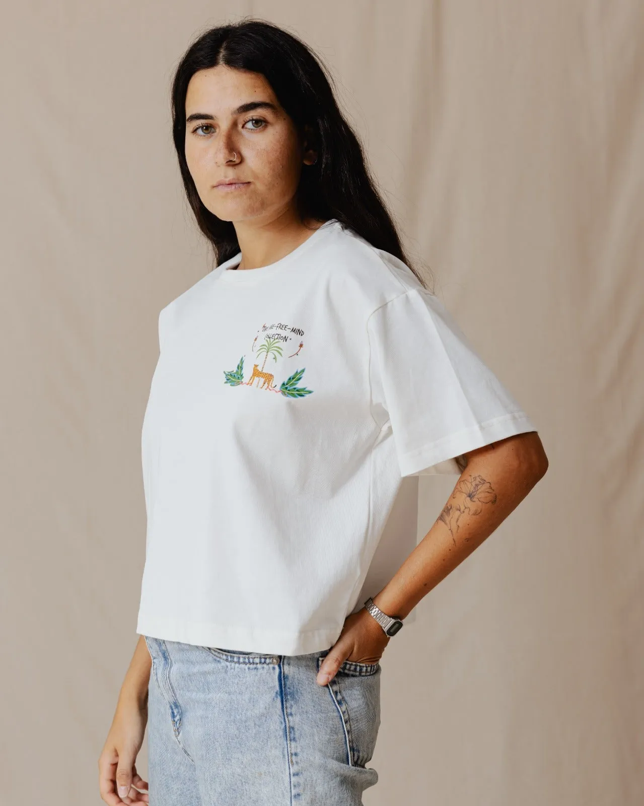 Care Free Cropped Tee White