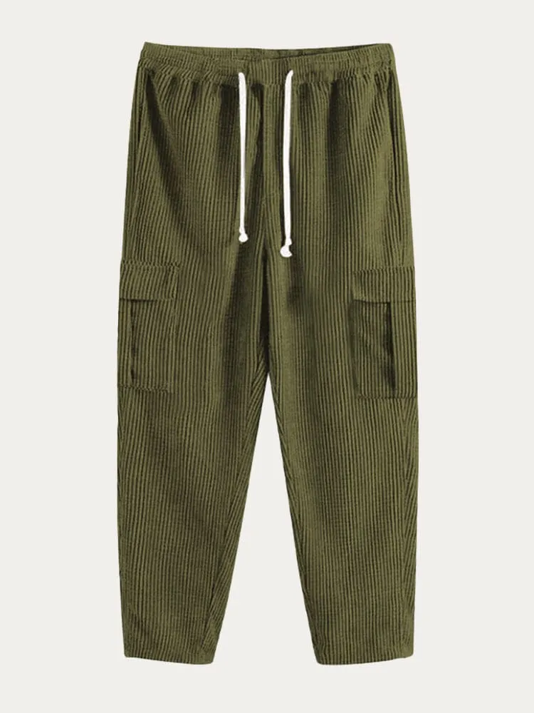 Casual Flap Pocket Corduroy Pants