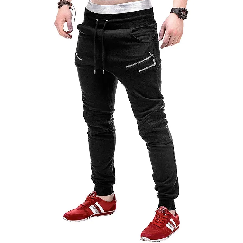 CASUAL MULTI ZIPPER DRAWSTRING JOGGER PANTS