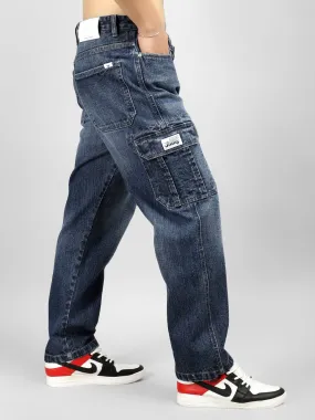 Caventor Blue Baggy Fit Denim Cargo