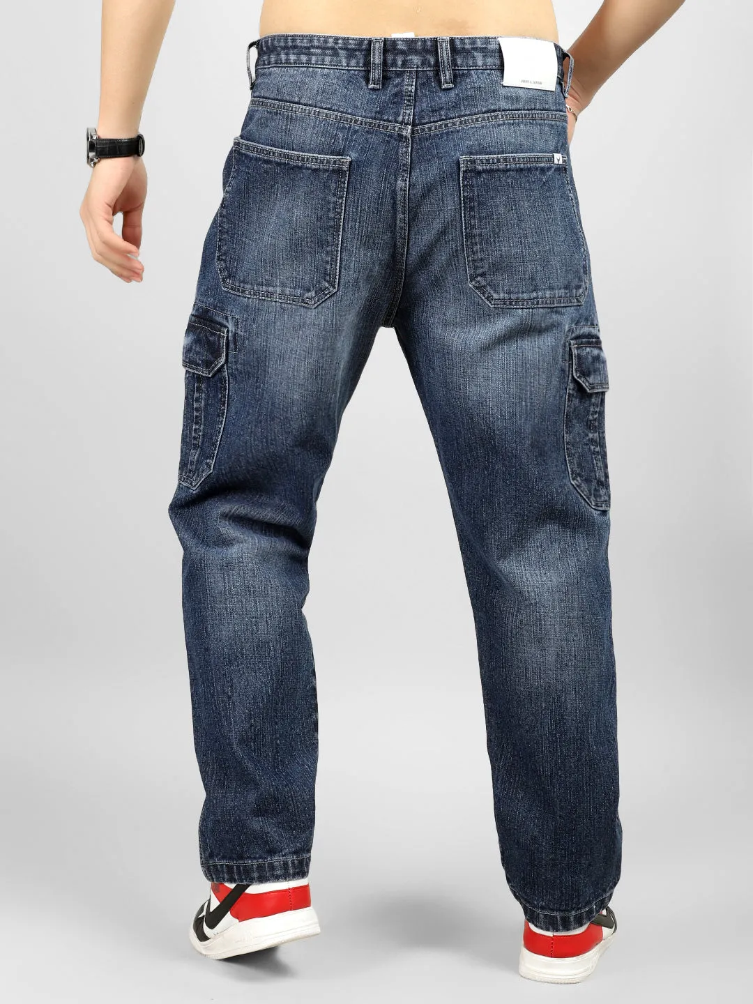 Caventor Blue Baggy Fit Denim Cargo