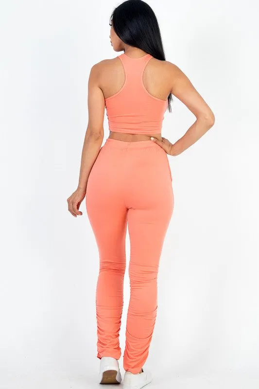 Crop Top & Ruched Drawstring Pants Set- Restock!