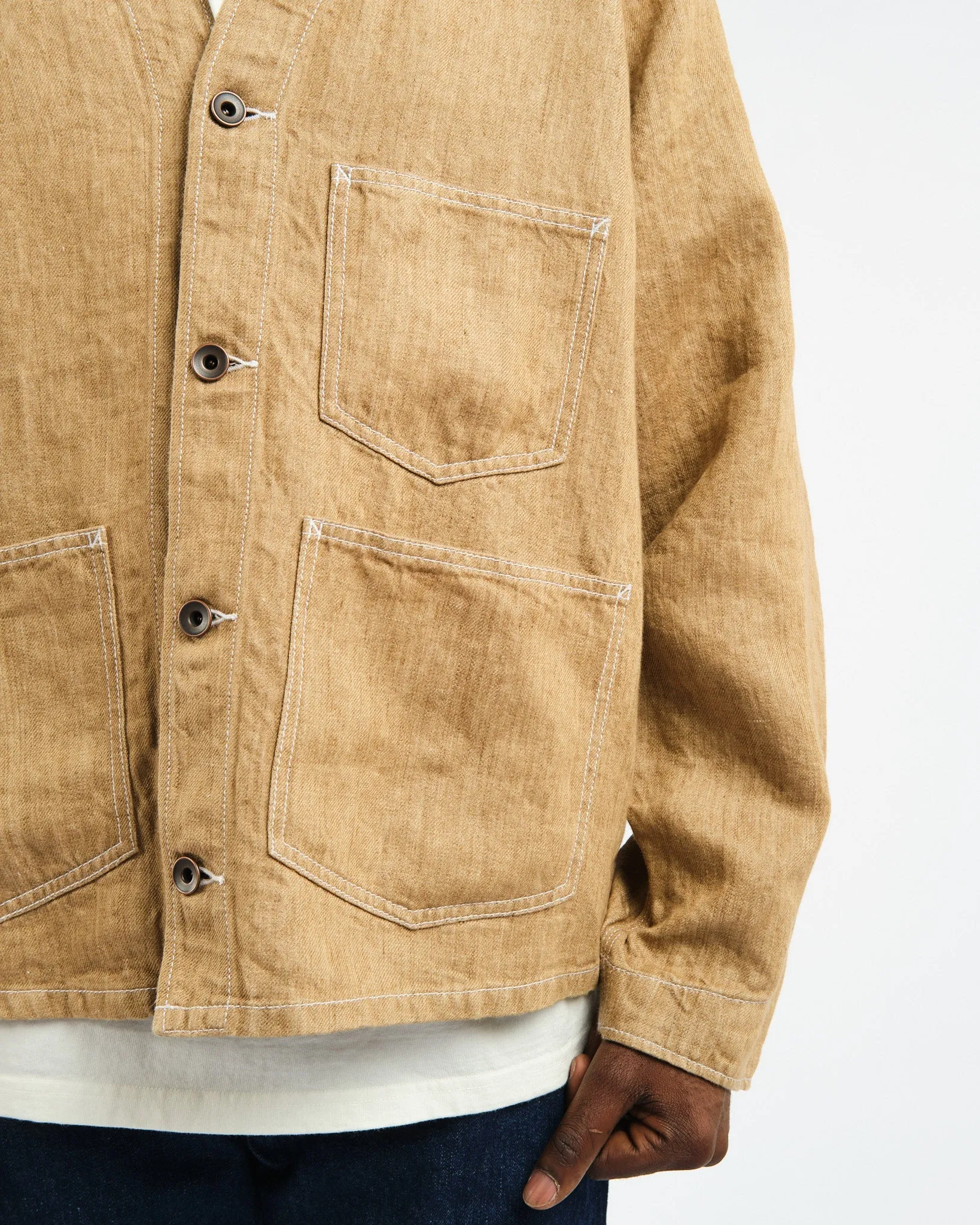 Engineer Jacket Twill Linen Brown