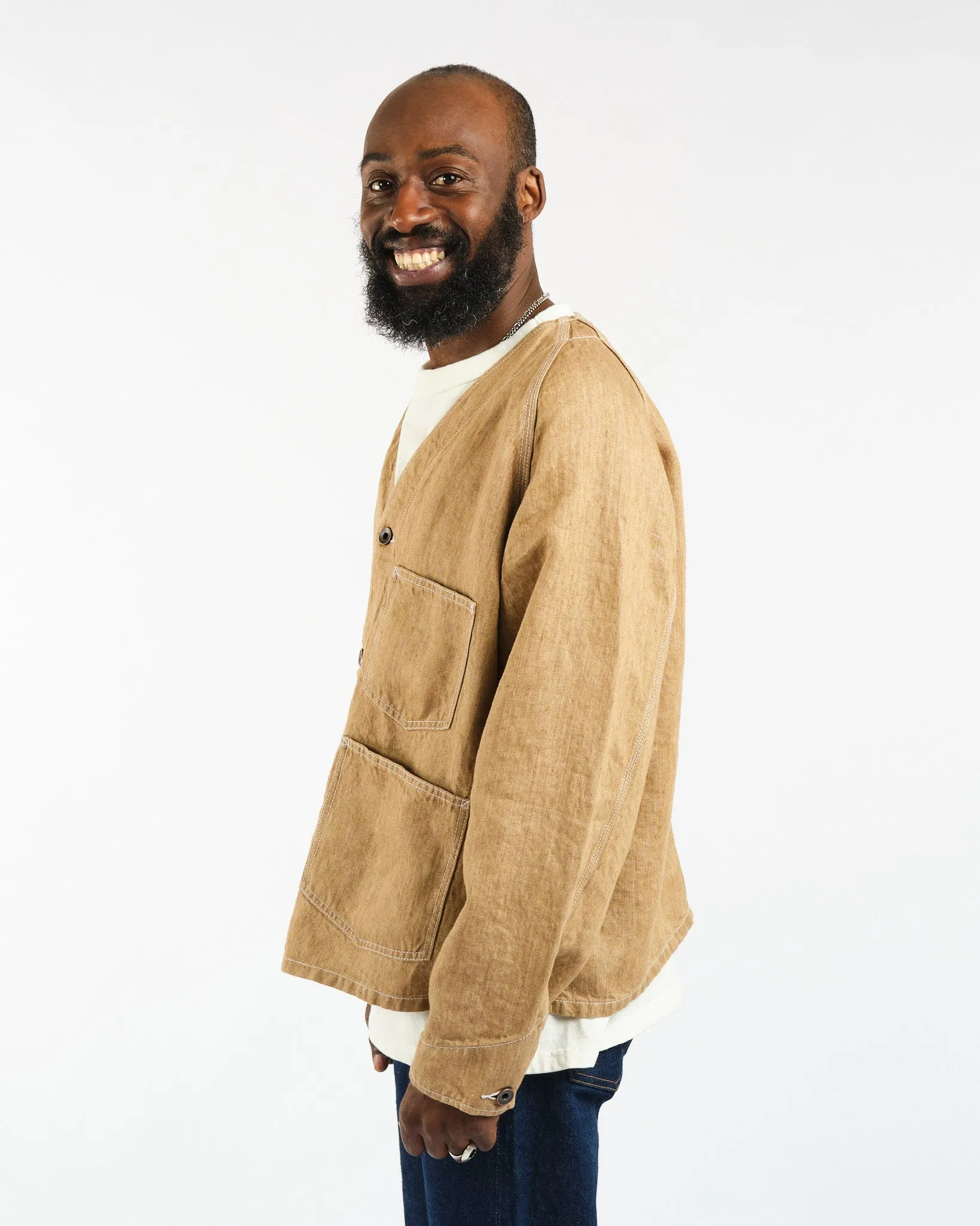 Engineer Jacket Twill Linen Brown