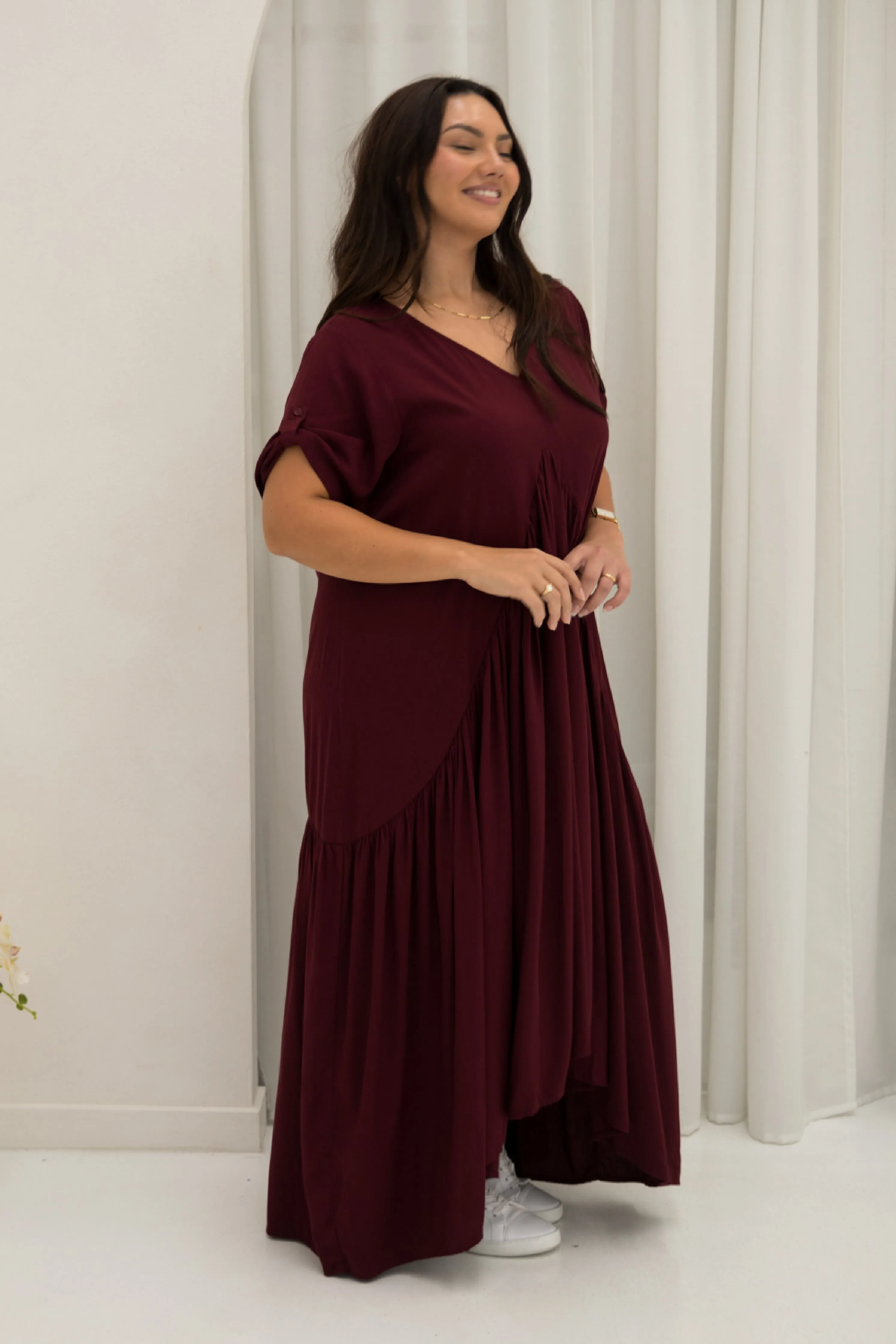 FINAL SALE Peak Maxi Dress in Burgundy