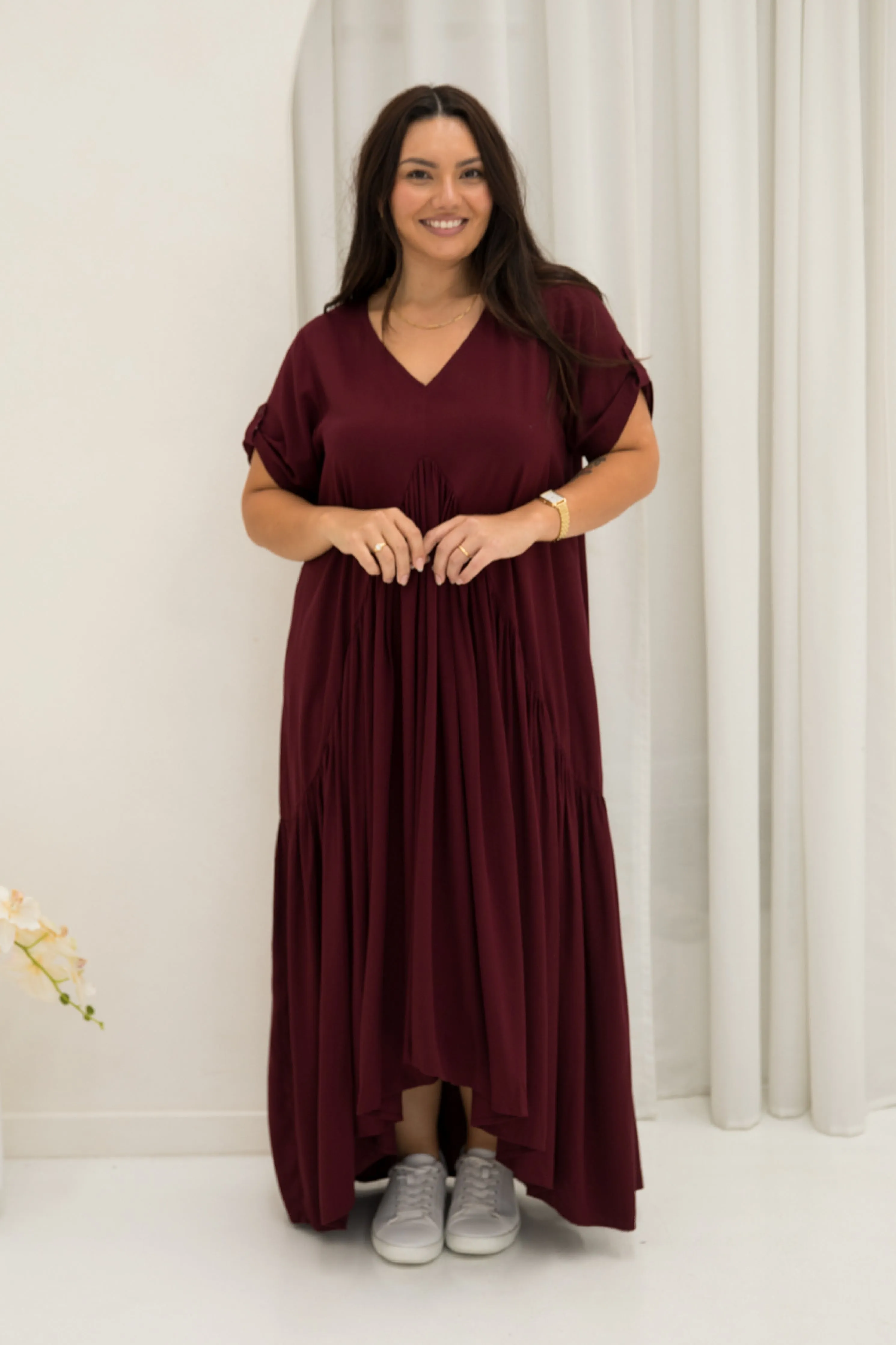 FINAL SALE Peak Maxi Dress in Burgundy